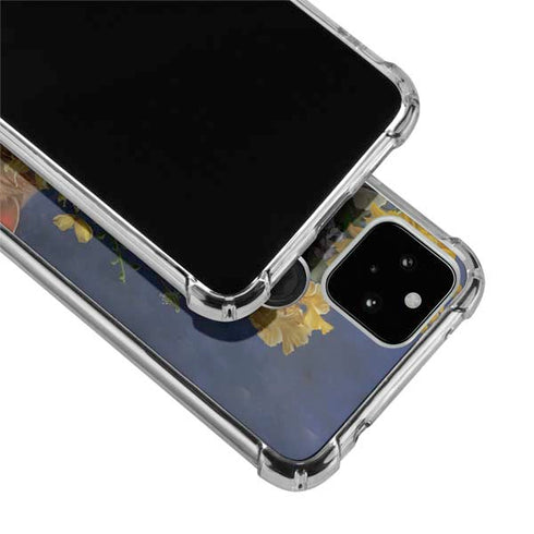 Tabby Cat with Flowers by Nene Thomas Google Pixel 5 Clear Case